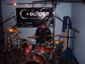 Rob Piazza on the studio drums at Eclipse Recording Company
