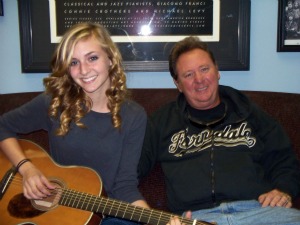 Rachel Carrick with her dad, Jim Carrick at Eclipse Recording Company